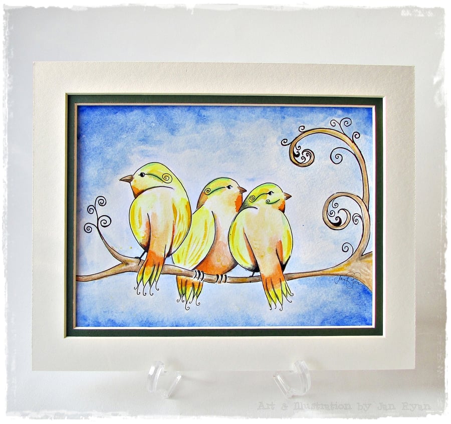 Three Little Birds sitting on a Branch