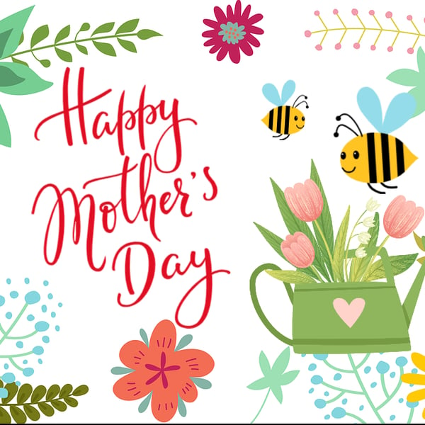 Happy Mother's Day Flower & Bee Card.