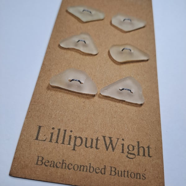 Set of six frosted sea glass buttons