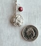 Sterling silver  botanical pendant with ruby charm on silver chain - Image 3