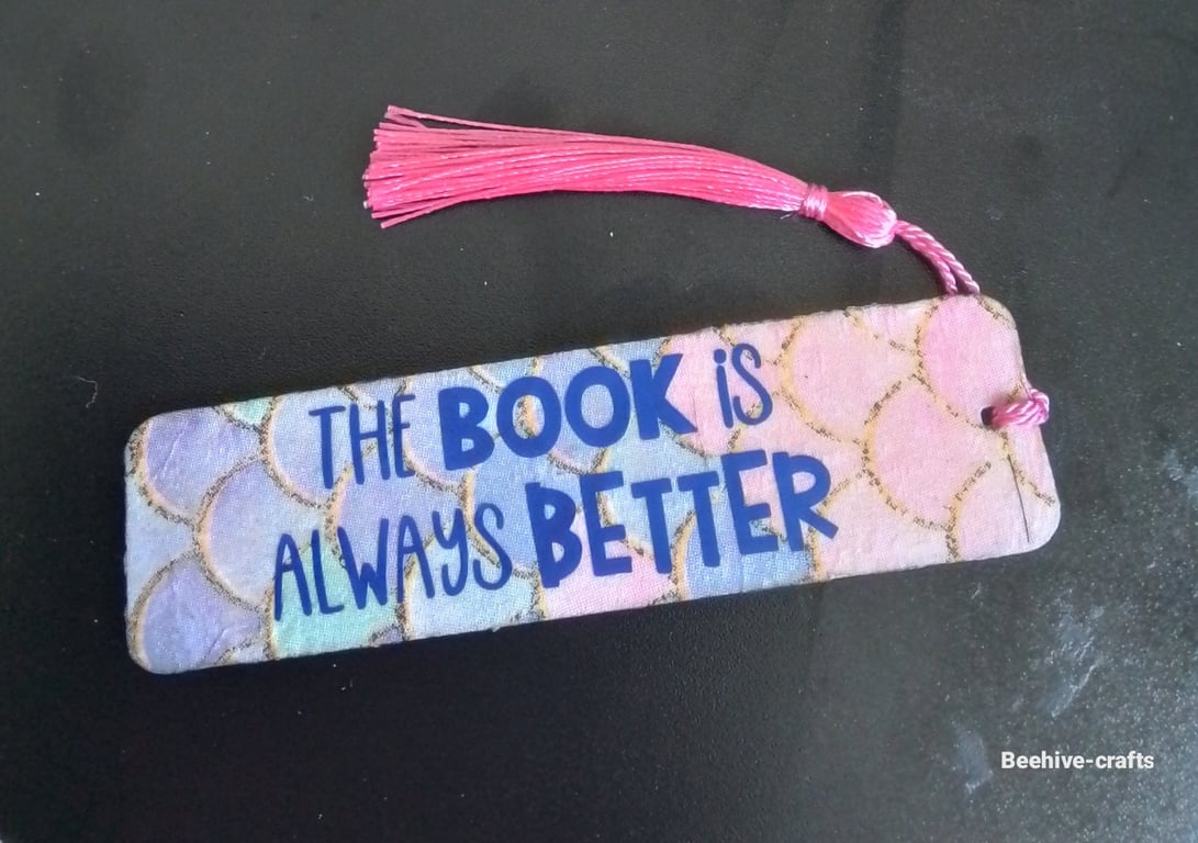 Wooden decoupage bookmark mermaid 