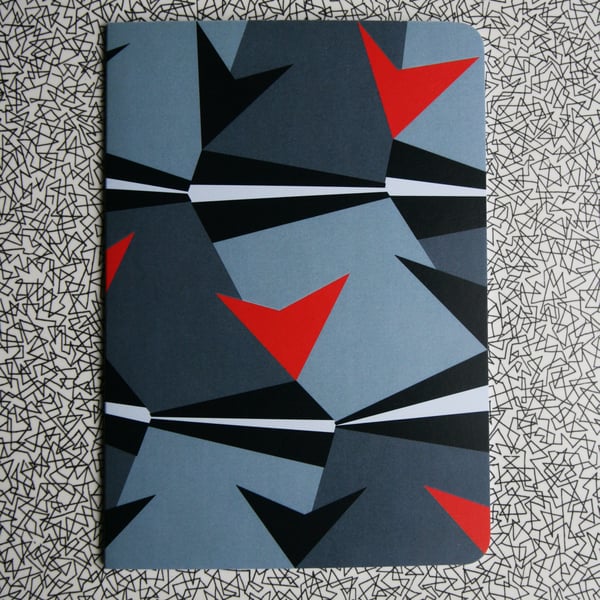 Mid Century Abstract A5 Blank Notebook - Dazzle 'Flare'