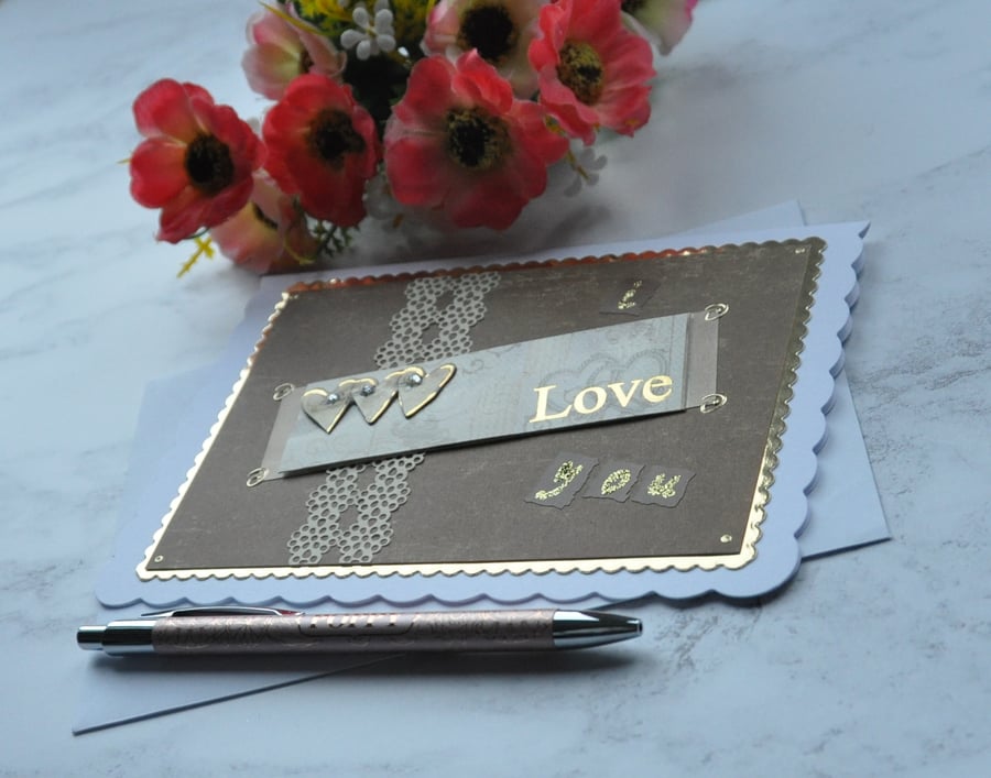 3D Luxury Handmade Card I Love You Valentine's Day Wedding Anniversary Free Post