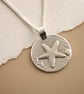 Starfish Engraved Sterling Silver Coin Necklace