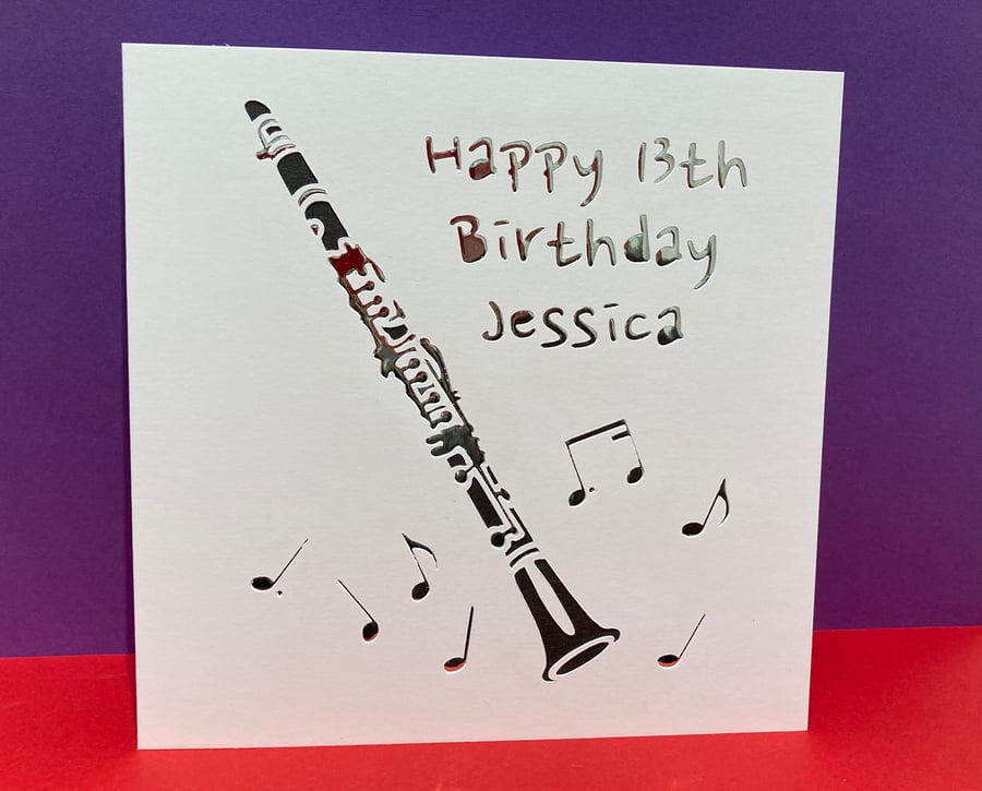 Personalised Clarinet Birthday Card - Clarinetist