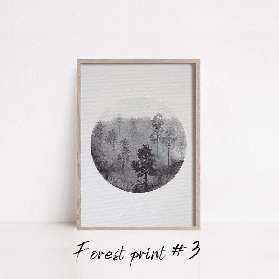 Forest watercolour print 3 minimalistic print