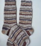 Hand-cranked Knitted Ribbed Wool Socks Size 4 to 5 - Image 4