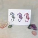 Colourful Seahorses A6 Greeting Card with Bio Glitter