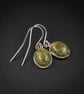 Unakite, sterling silver bezel set green coral earrings, Pisces, Aries jewellery - Image 1