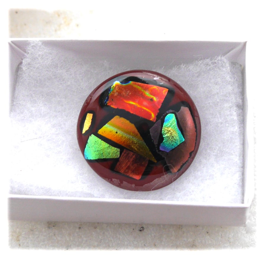 Patchwork Dichroic Fused Glass Brooch 011 Handmade 