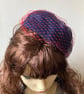 Navy Blue & Red Berry Fascinator Hat with Netting - Image 7