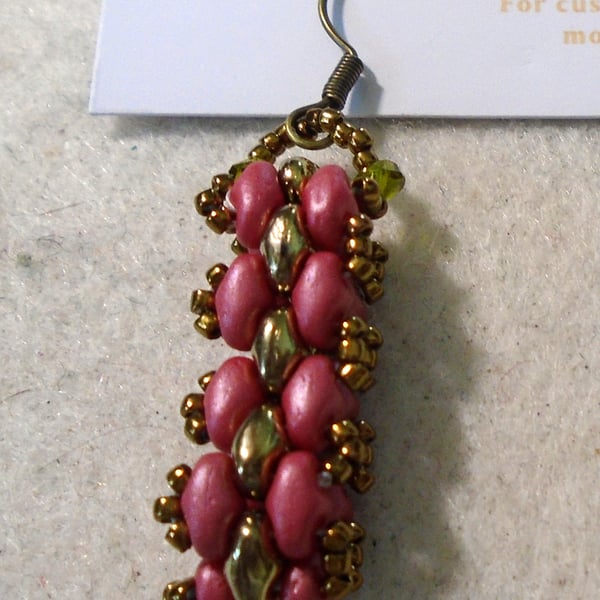 Brickwork-pattern bead earrings (customisable)