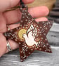 Dove in flight hanging star. Pyrography personalised decoration. - Image 4