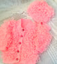 Baby Girl's Looped Cardigan and Bonnet Set, Baby Girl's Outfit, Baby Shower Gift - Image 5