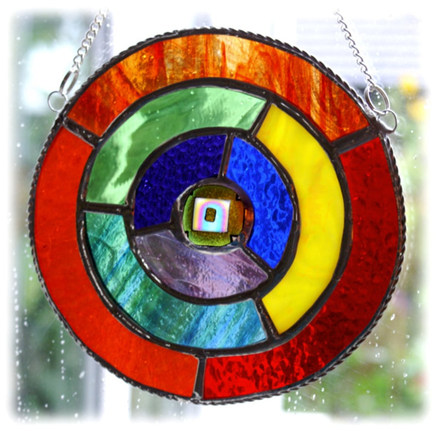  Rainbow Gold Stained Glass Suncatcher Ring