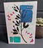 Modern Botanical Greeting Cards - Acrylic Shapes & Ink Stems - Set of 5 designs