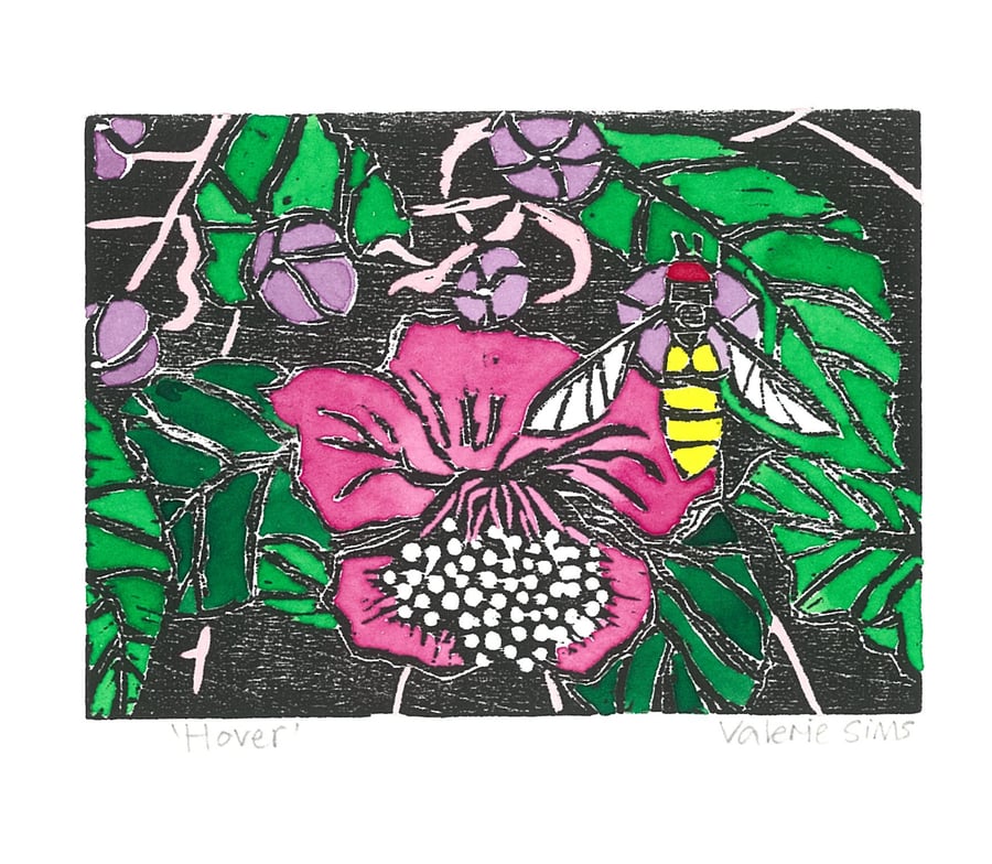 Hover - Woodcut Print - Original Art for Wildlife Lovers