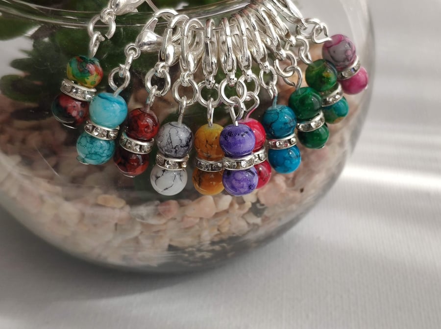 Bead and Diamante stitch markers for crochet