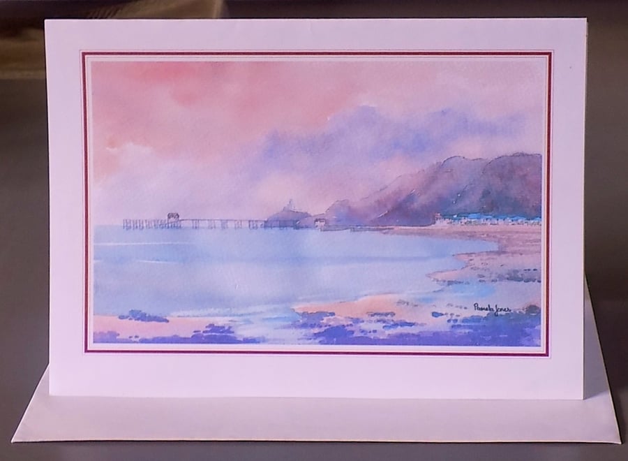 Art Greetings Card, Evening Light, Mumbles, Swansea, S Wales, Size A5, Blank 