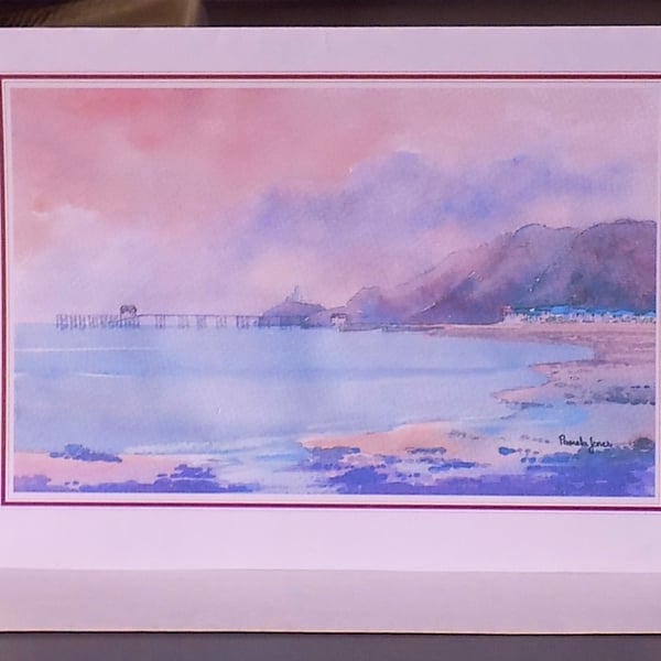 Art Greetings Card, Evening Light, Mumbles, Swansea, S Wales, Size A5, Blank 