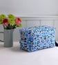 Hares & Hydrangeas Cosmetic Bag – Blue & Navy Floral Wash Bag