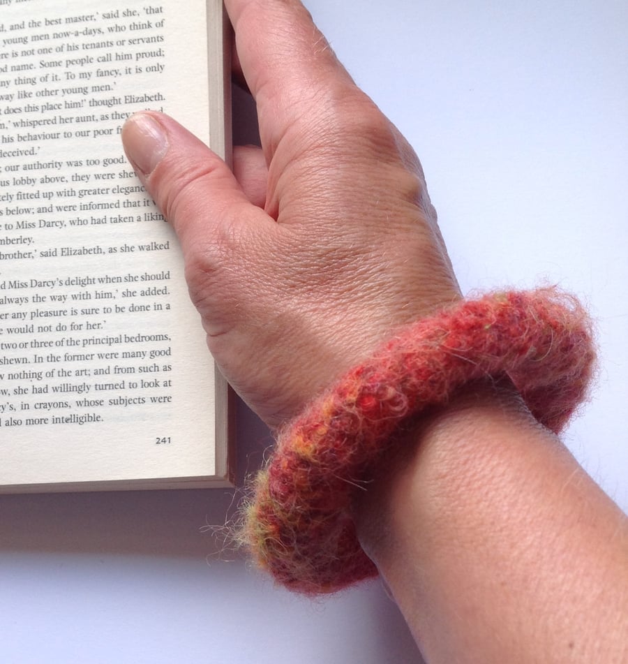FELTED (wool ,alpaca blend) bracelet , bangle ... ready to ship...