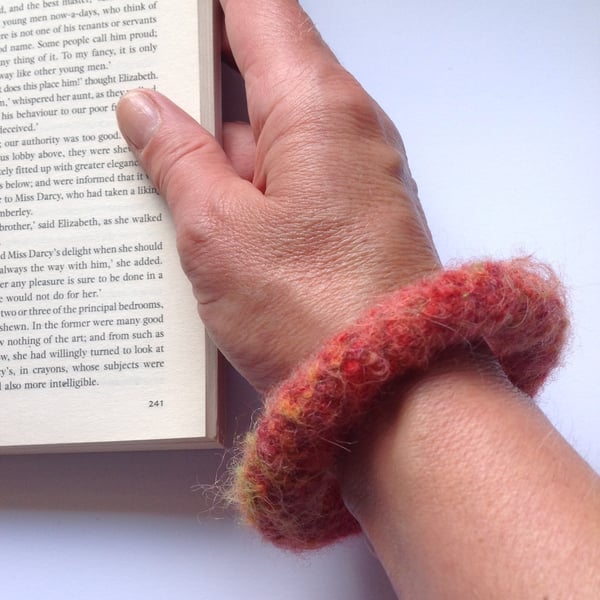 FELTED (wool ,alpaca blend) bracelet , bangle ... ready to ship...