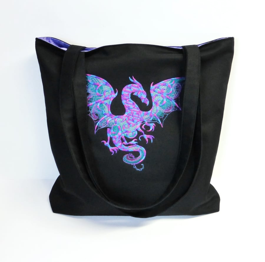 Embroidered Dragon Tote Bag