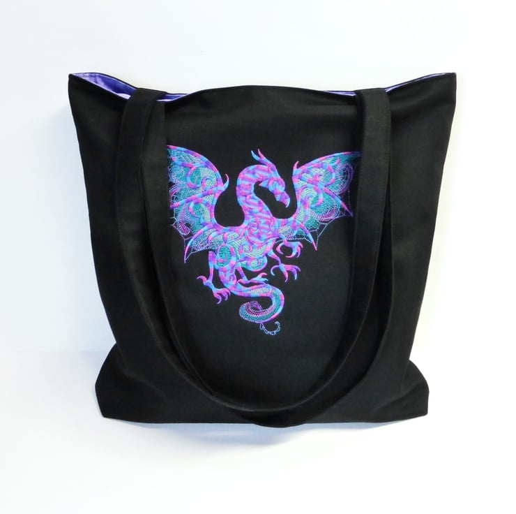 Embroidered Dragon Tote Bag Folksy