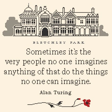 217A Cross Stitch Pattern Alan Turing Quote, Bletchley Park and Poppy (PDF Chart