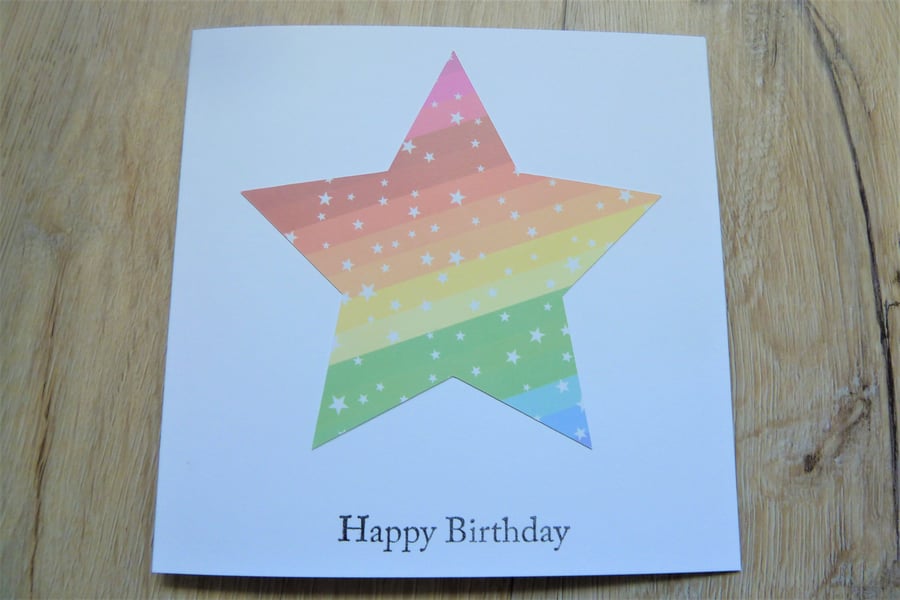 happy birthday card, rainbow star