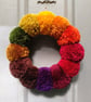 Wool Pompom Wreath, Autumn Colours, Plush Autumnal Seasonal Decor, 23cm. - Image 1