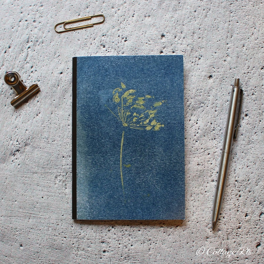 SECONDS SUNDAY A6 Gold Seedhead Print Notebook Hand Designed By CottageRts
