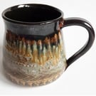 Mug Patterned Brown Glazed  - Hand Thrown Stoneware Ceramic Mug 