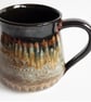 Mug Patterned Brown Glazed  - Hand Thrown Stoneware Ceramic Mug 