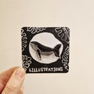 Whale Lino Printed Pin Badge