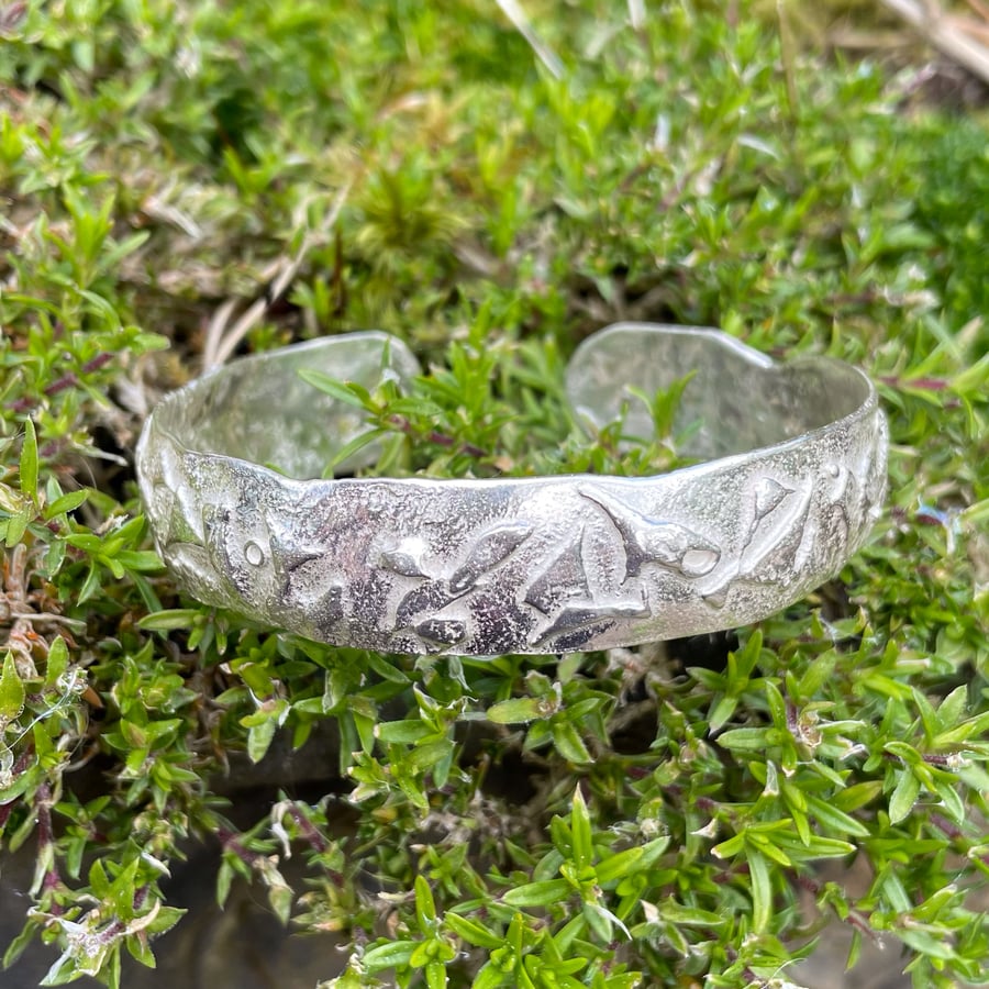 Sterling silver open bangle, wide cuff bracelet, synclastic 