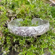 Perfectly imperfect Sterling silver open bangle, wide cuff bracelet, synclastic 