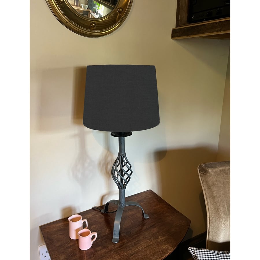 Black cotton french drum lampshade, empire lampshade, black cotton empire 