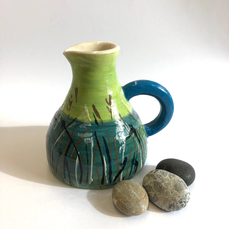 LAKESIDE JUG HANDPAINTED STONEWARE CERAMIC 