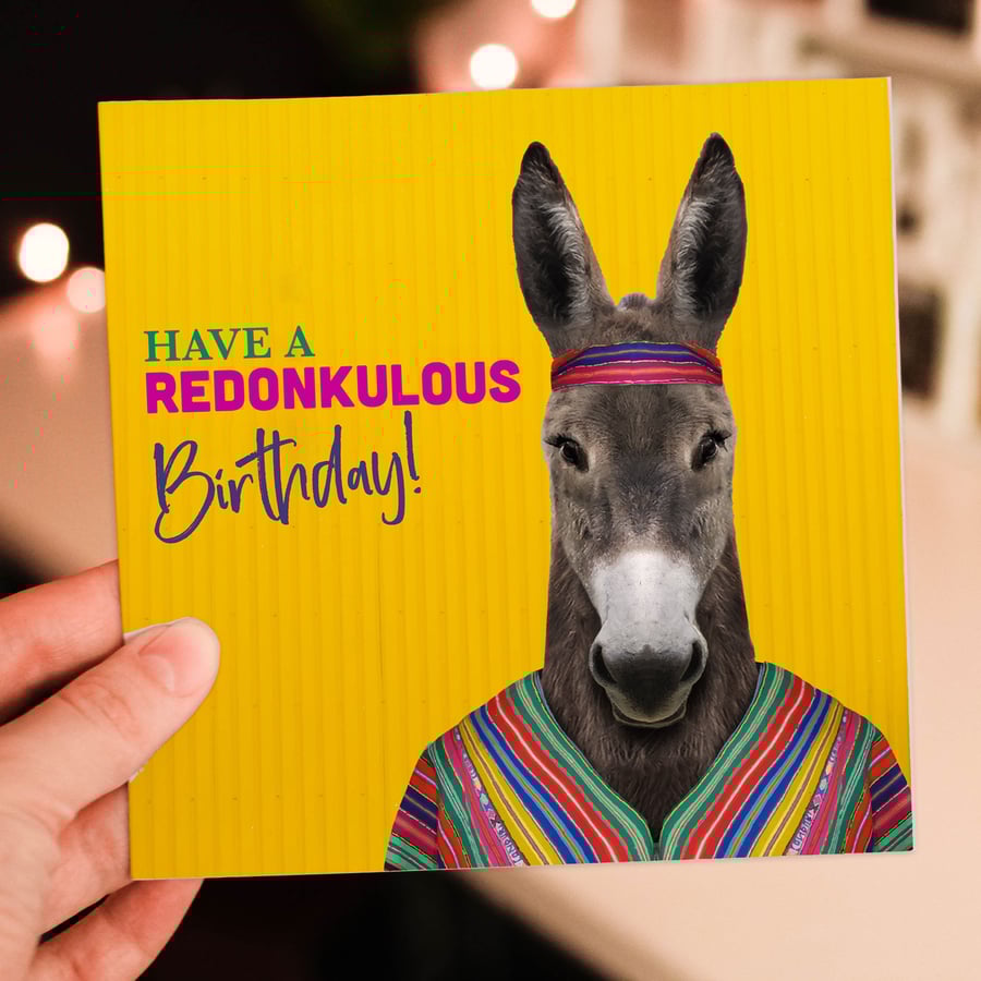 Handmade Wildlife Greetings Card - Donkey Handmade Wildlife Greetings Card - Donkey