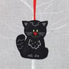 Christmas decoration, black cat decoration, hanging decoration.
