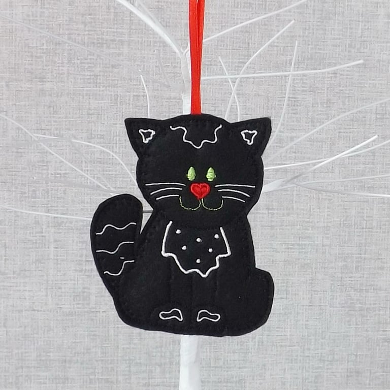 Cat decoration, black cat decoration, hanging decoration.