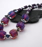 lampwork glass purple pink beaded necklace