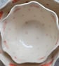 Ceramic bowl wth pink dots spots and ribbon handmade fluted scalloped dish.  - Image 5