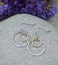 Silver and Gold Hammered 2 Circle Earrings - JBJ1015 - Image 3