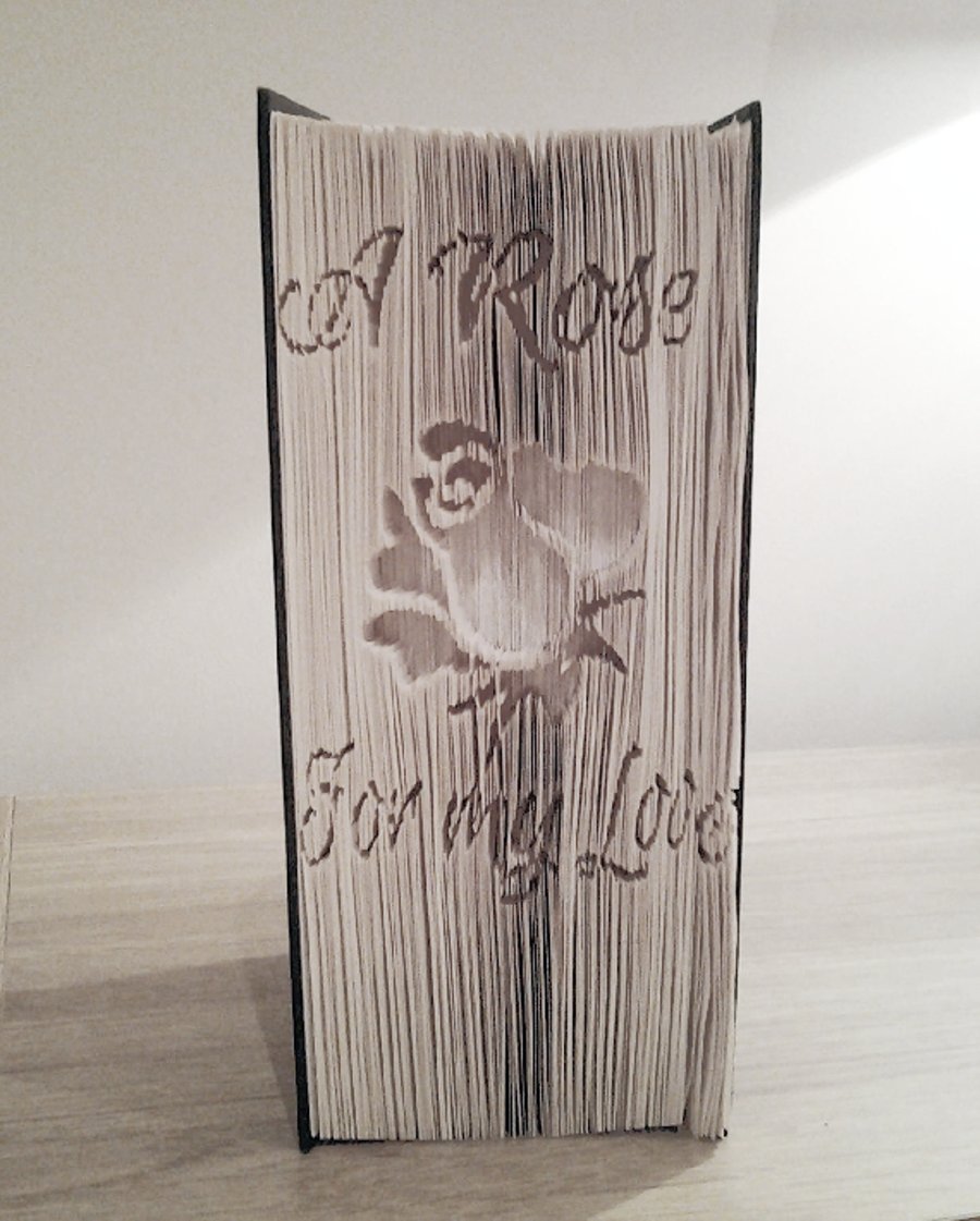 A rose for my love CUT & FOLD Book Folding Pattern - EMAILED PDF PATTERN