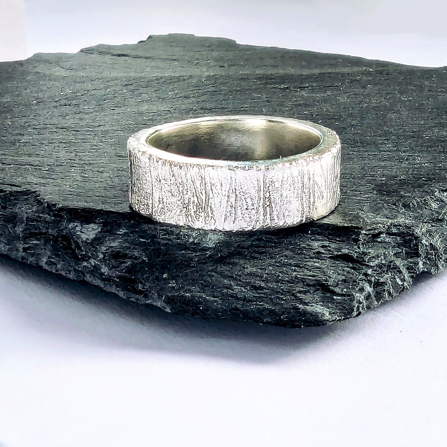 Recycled Sterling Silver Brutalist Design Handmade Ring, Band