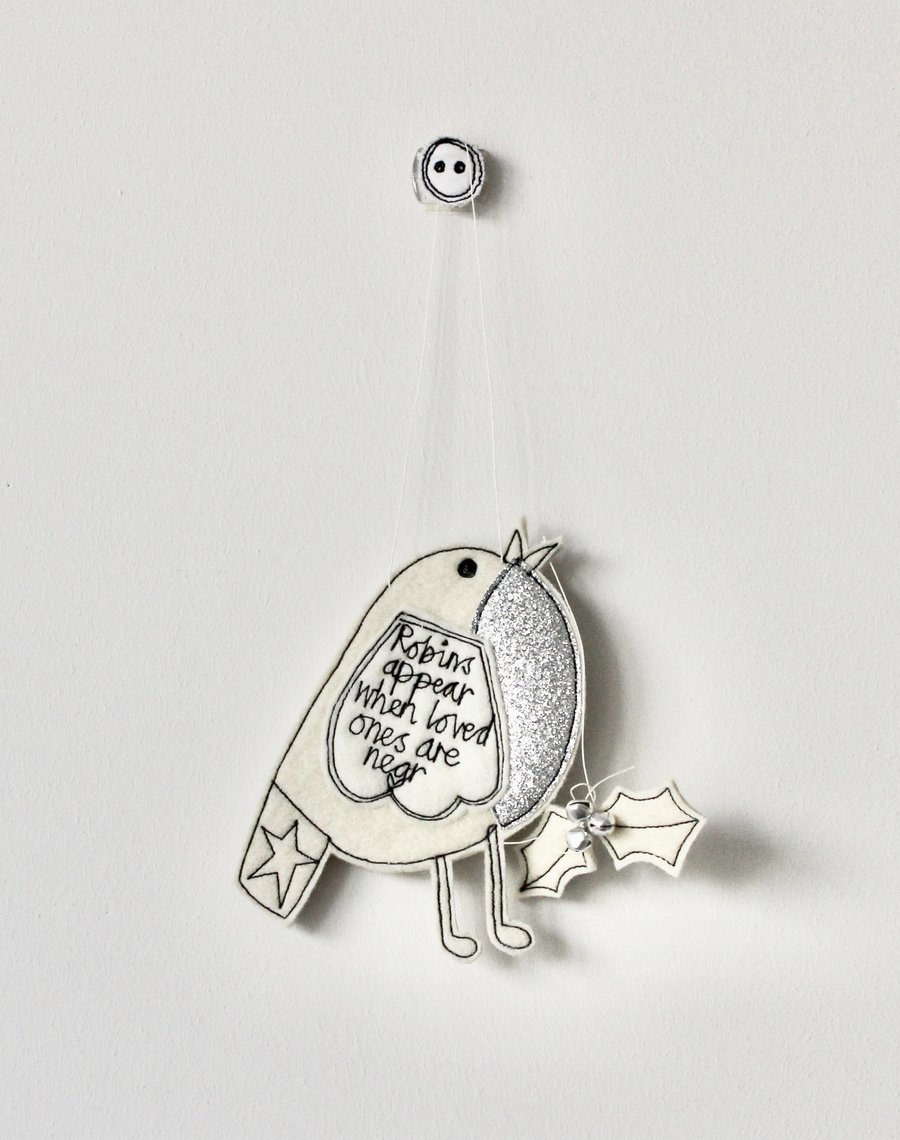 'Robins Appear when Loved Ones are Near' - Hanging Decoration
