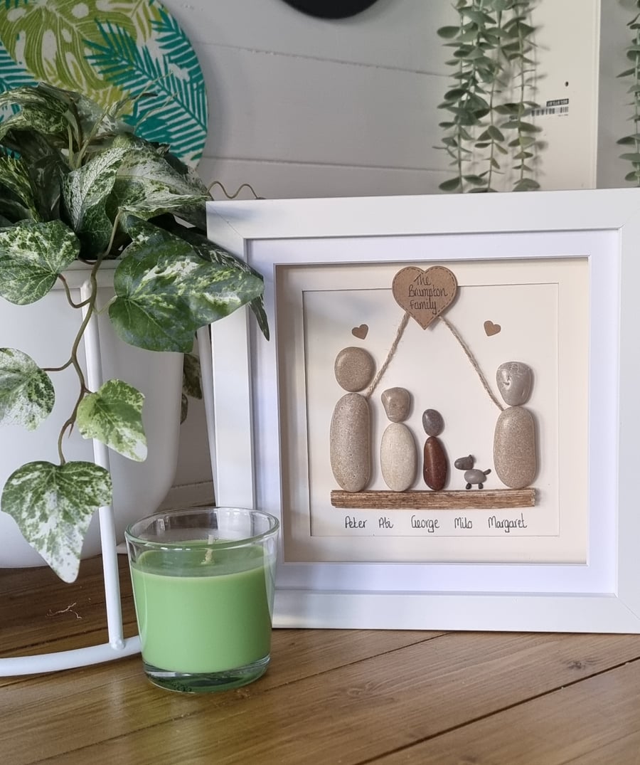 Personalsed Family Pebble Picture 8"x8"